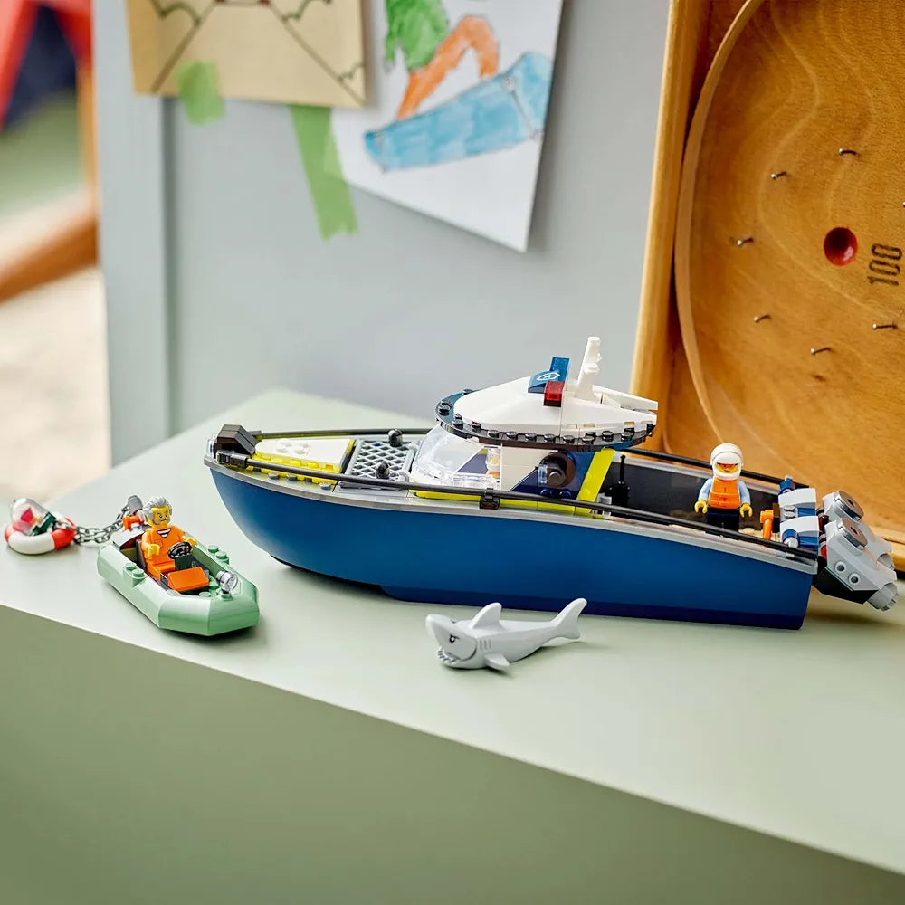 Lego City Police Boat Chase Toy with a Floatable Speedboat and Dinghy 60456 Building Blocks Toys for 6+ Gift for Boys and Girls