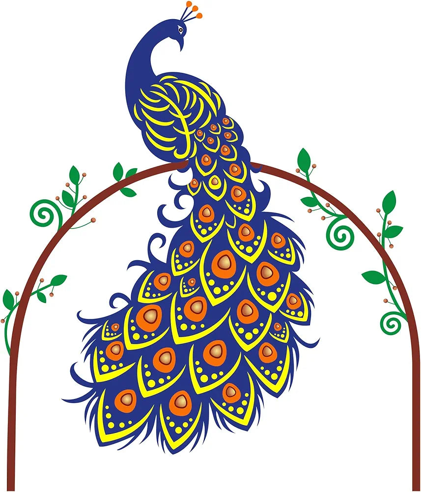 Decals Design Peacock Bird On Branch Wall Sticker Multicolour