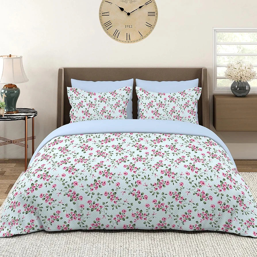 Layers Home Easy Cotton Bedsheet Set for All Seasons Lightweight  144 TC King Size Blue Home