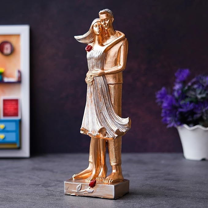 Ecraftindia Romantic Hugging Couple Statue Human Figurines Decorative Showpiece