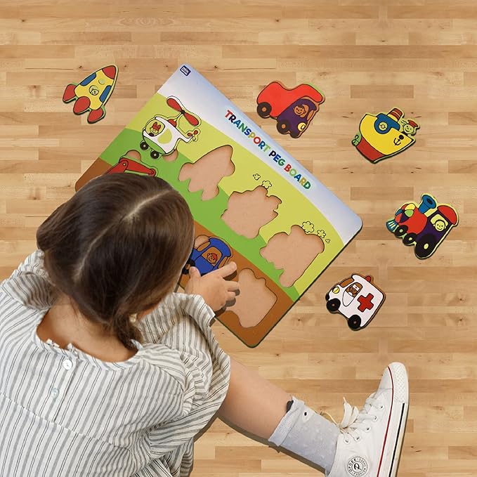 Mini Leaves Wooden Transport Vehicles Puzzles for 3+ 8 Pieces | Early Learning Educational Toys Multicolor