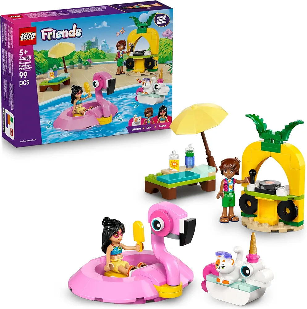 Lego Friends Unicorn & Flamingo Pool Party Toy Building Set 42658 Building Blocks Toys for 5+ Gift for Boys and Girls