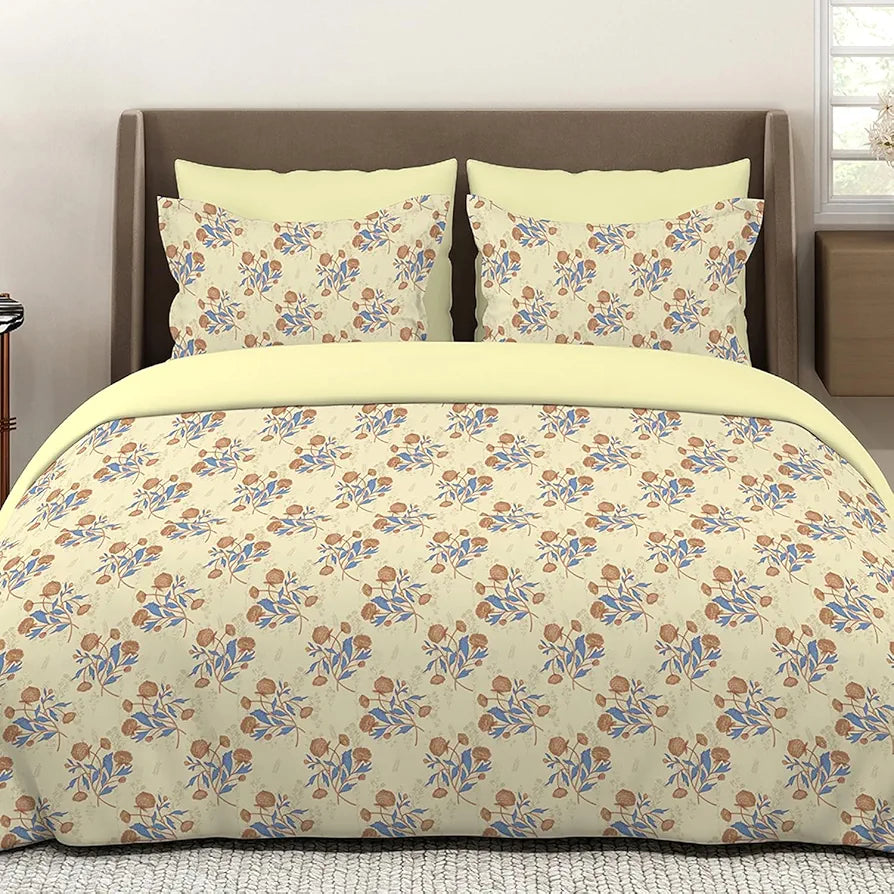 Layers Marigold Cotton Bedsheet Set for All Seasons Lightweight Moisture Absorbent 144 TC King Size Yellow