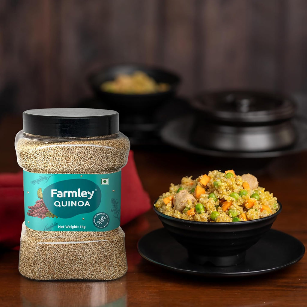 Farmley Natural Quinoa | Gluten Free | Ready To Cook | High Fibre & Protein Content Quinoa Seeds (Pack of 1) (Quinoa Seeds 1kg (Pack of 1))