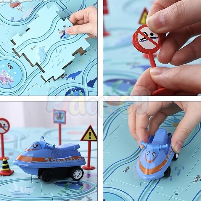 Kidology Montessori Car Rail Puzzle Car Track for Kids Ocean Series