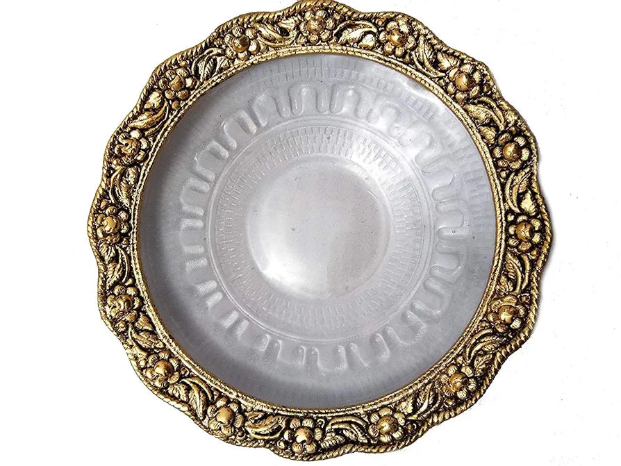 Chhariya Crafts Metal Feng Shui Tortoise on Plate Showpiece for Good Luck
