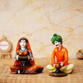Ecraftindia Colorful Combo of Rajasthani Craftsmen and Lady Working Statue