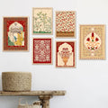 Kotart Madhubani Art Collection Painting with Frame Pack of 6 B