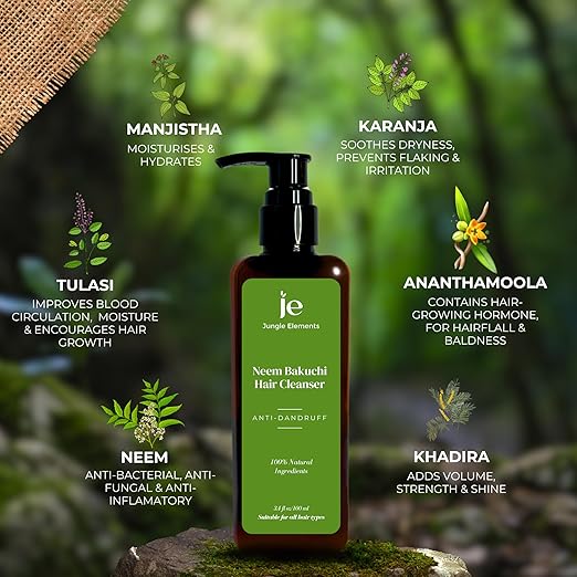 Jungle Elements Anti Dandruff Neem Hair Cleanser - 100 ml Each (Pack of 2)