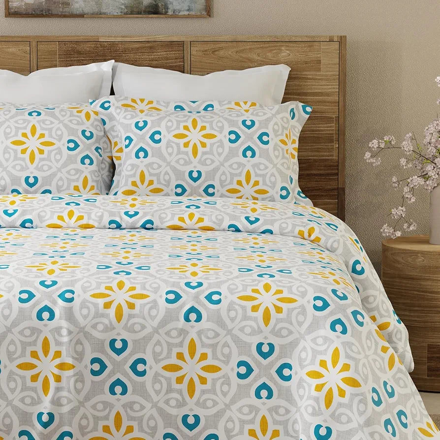 Layers Tivoli Cotton Bedsheet Set for All Seasons Lightweight 104 TC Queen Size Dark Beige Color