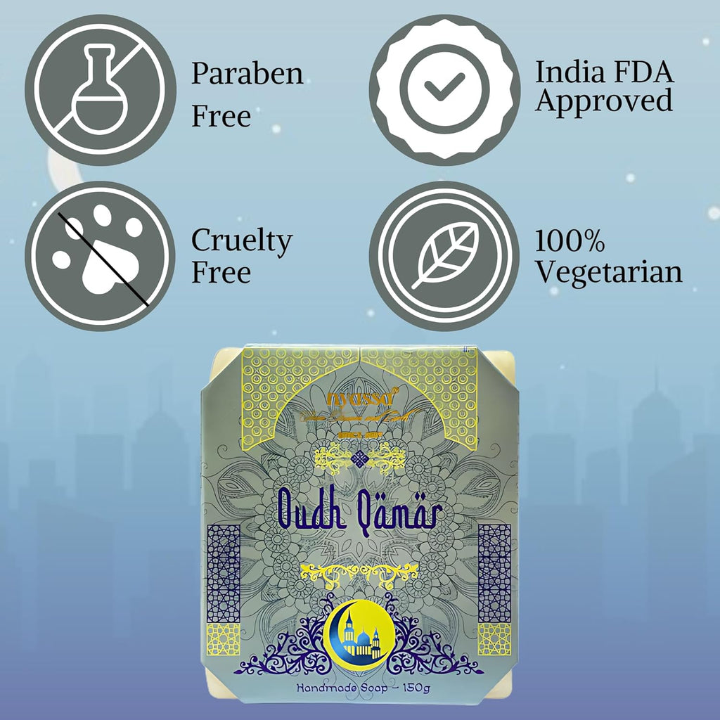 Nyassa Luxurious Oudh Qamar Handmade Natural Bathing Soap - 150 Gms