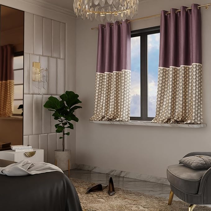 Stoa Paris Curtain for Home Single pc Patterned Curtain for Window Colour Royal Rouge