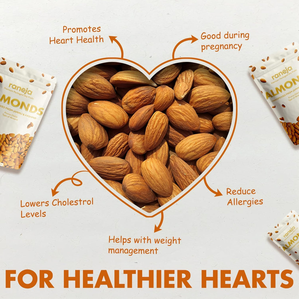 Raneja Pure California Almonds 500g | Whole Badam Giri, 100% Natural Real Nuts & Dry Fruits, Freshly Cleaned and Cleared, High in Fiber, Badam Giri, Rich in Protein, Magnesium, Phosphorus and Dietary Fibre