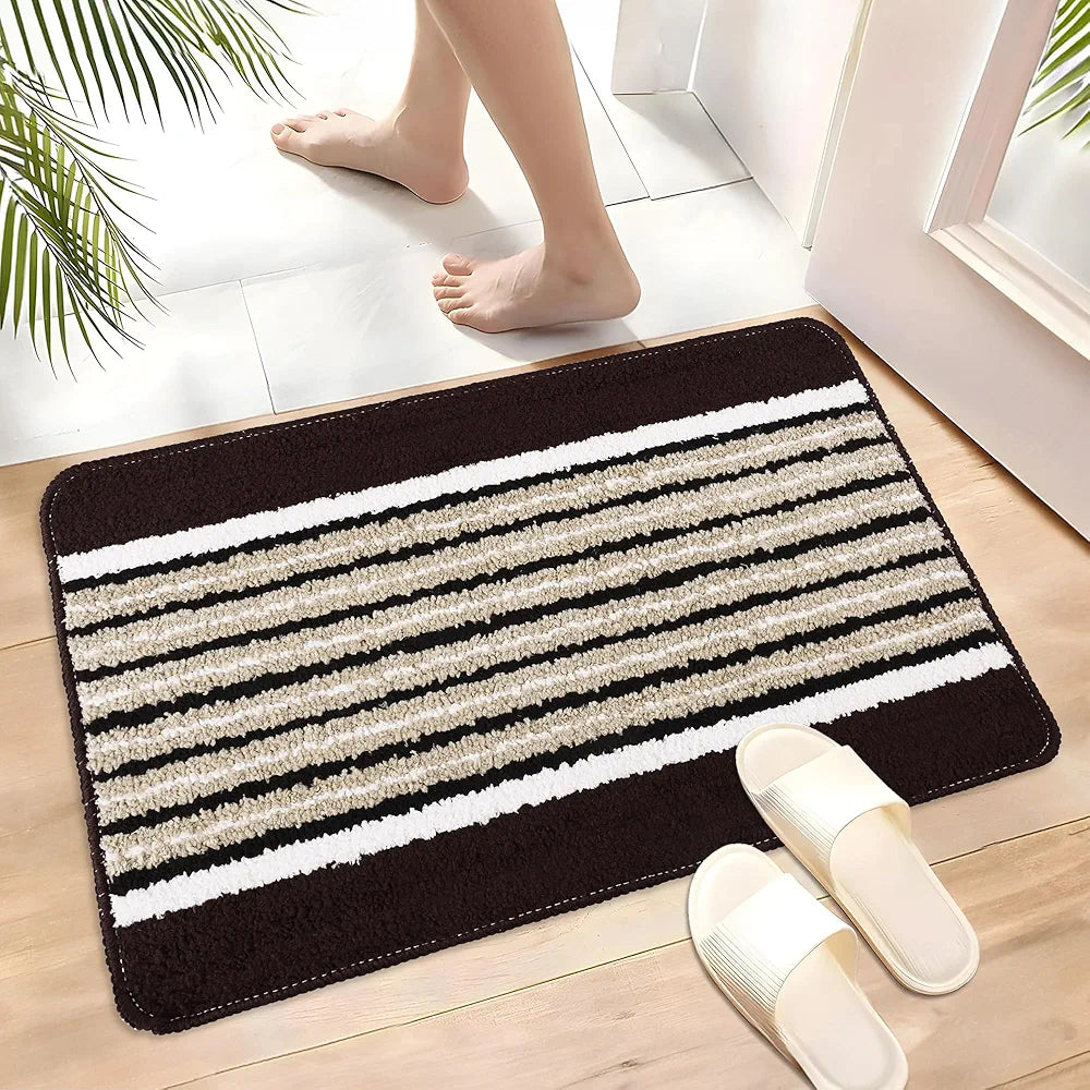 Kuber Industries Anti-Skid Water-Absorbent Door Mats for Home Micro New Wings Lining Brown