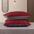 Cloth Fusion Premium Microfiber Soft Pillow Set of 2 for Sleeping Standard Size Maroon & Grey