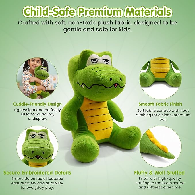 Kidology Cute Green Crocodile Soft Toy for Kids