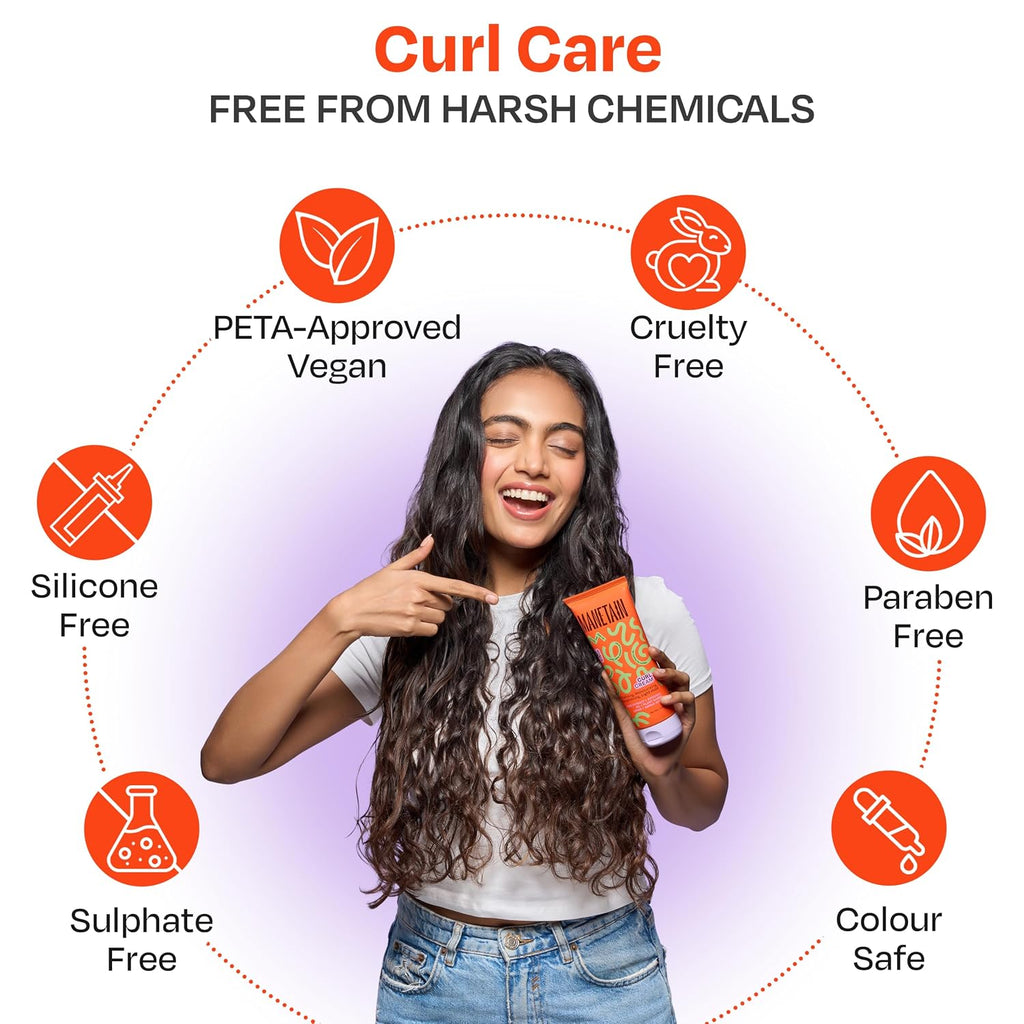 MANETAIN Curl Cream 200ml for Curly & Wavy Hair | Frizz Control, Soft Hold & Moisturizing Styling Cream | Enhances Natural Curls, Reduces Frizz | Sulfate-Free, Paraben-Free, Vegan Hair Care