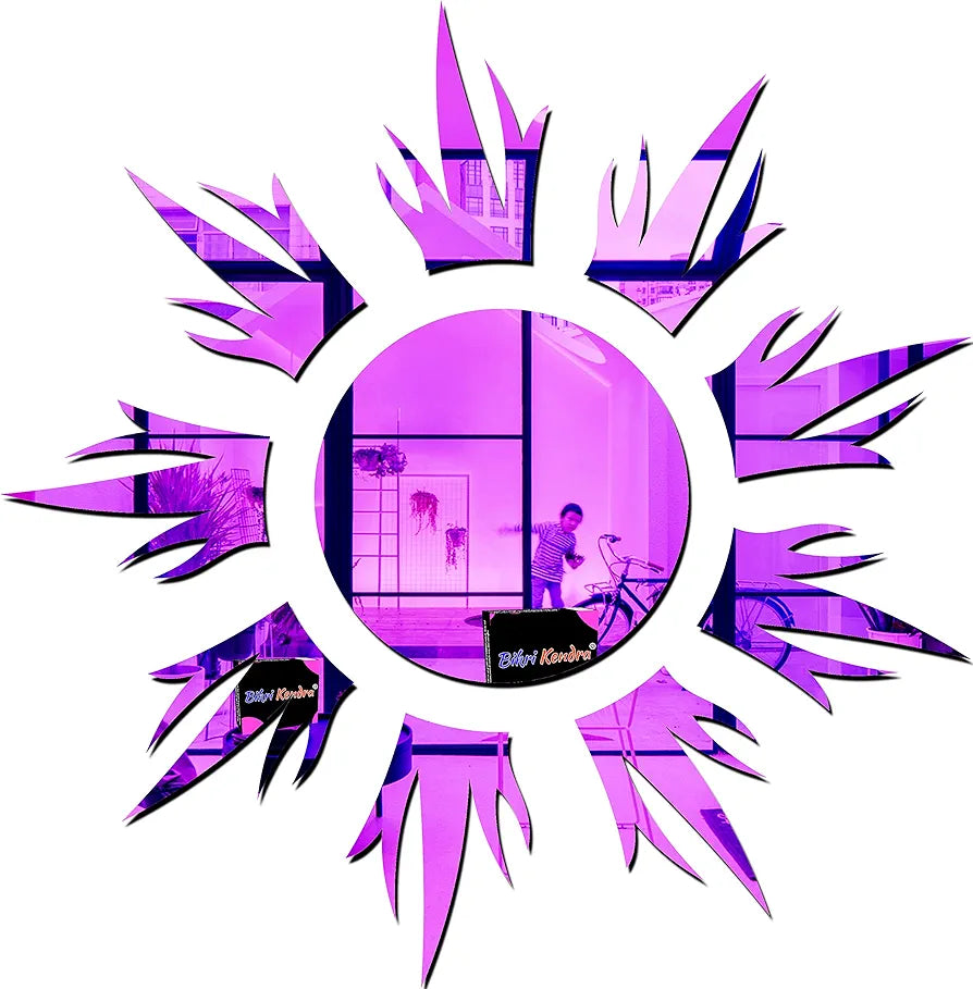 Bikri Kendra Sun Purple Mirror Stickers for Wall, Acrylic Mirror Wall Decor Sticker Model 11