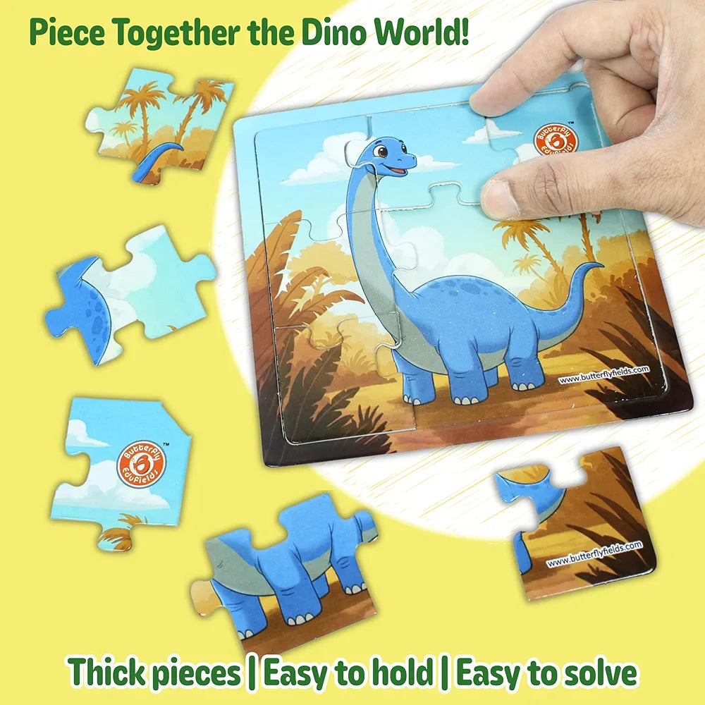 Butterfly EduFields 4-in-1 Dinosaur Jigsaw Puzzle Set for Kids | 38 Pcs Brain Boosting Puzzle Toy for Boys & Girls Age 3 4 5 6 7