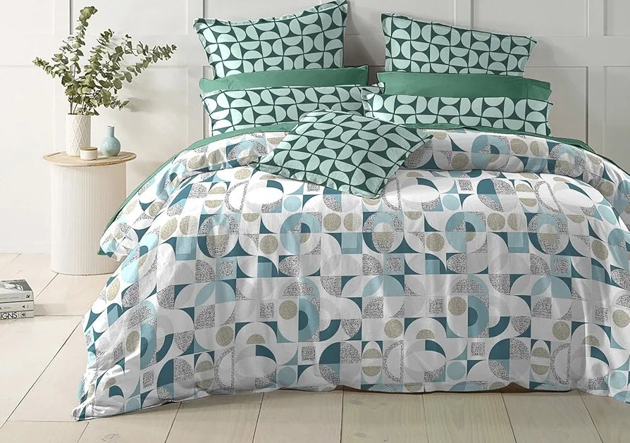 The Home Style Cotton Elastic Fitted All Around Printed King Size Double Bed Bedsheet wih 2 Pillow Cover Silver Chalice