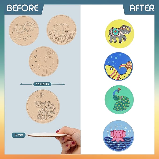 Solobolo Madhubani Fridge Magnets Diy Kit for Kids | Great Home Living Room and Balcony Decor