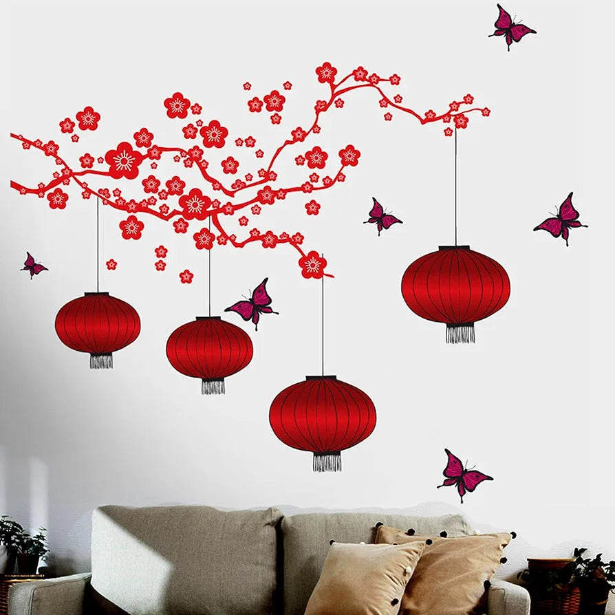 Decals Design Chinese Lamps in Double Sheet Wall Sticker