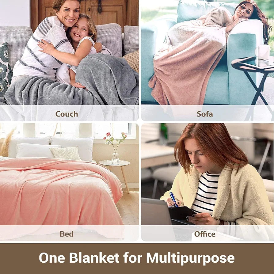 Cloth Fusion Polar Fleece AC Blanket for Winter Single Bed Soft Woolen Blanket for Travel & Sleeping Charcoal