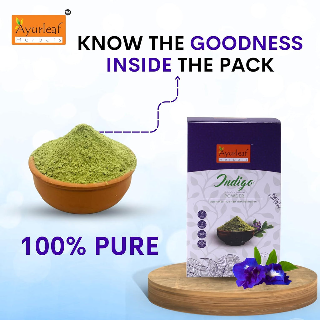 Ayurleaf Herbals Indigo Powder for Black Hair - 200 Gms