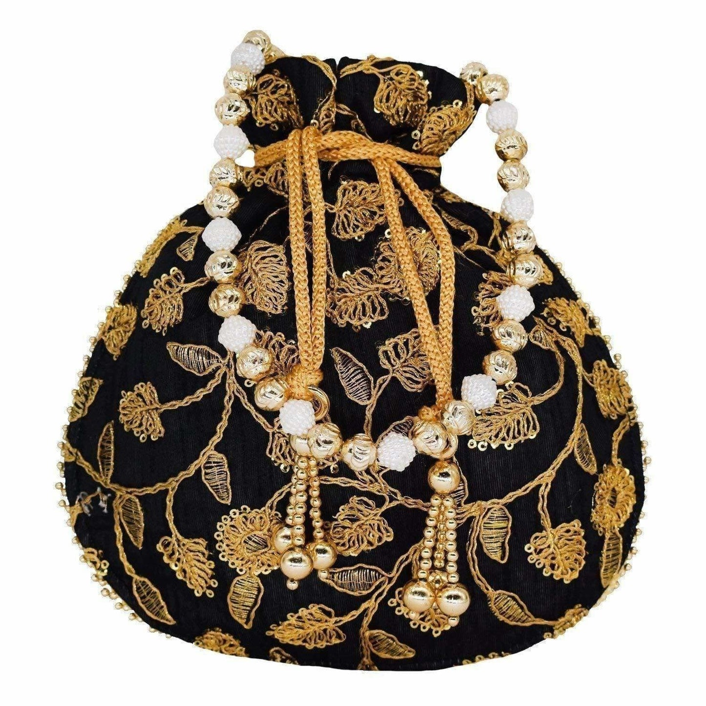 Ethnic Silk Potli bag Clutch Batwa Pouch with Embroidery and Metal Bead work Gift For Women