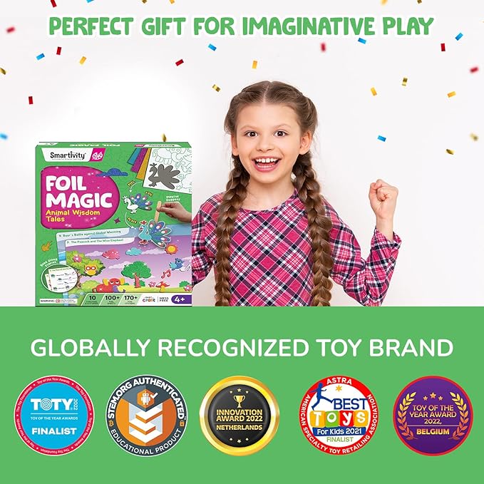 Smartivity Foil Magic Art Kit for 4-10 Years Old Kids Playful Puppets & Read Along Stories