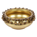 Two Moustaches Ethnic Traditional 6 Inches Brass Urli Bowl with Bells