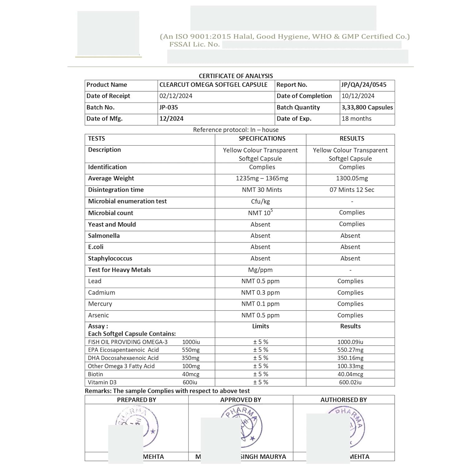 ClearCut Triple strength Omega 3 fish oil capsules | Biotin| Vitamin D3 for men women Heart Hair Skin