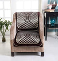 Nendle Velvet Chenille Fabric Sofa Cover Set of 5 Seater (Brown, 6 Pieces)
