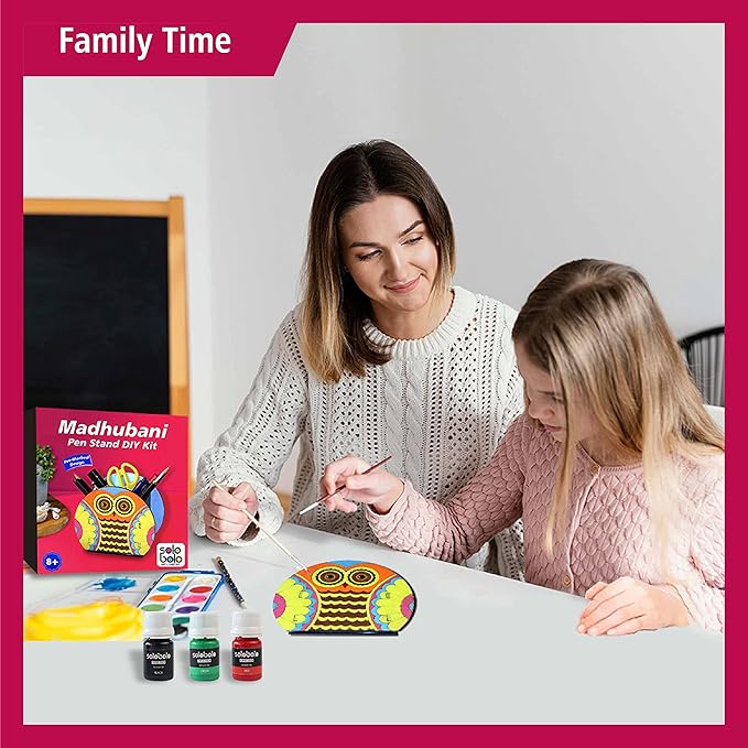 Solobolo Madhubani Pen Stand Painting Kit | Art and Craft Kit for Girls 9-12 | Pen Stand for Kids Diy Kit With Art Supplies