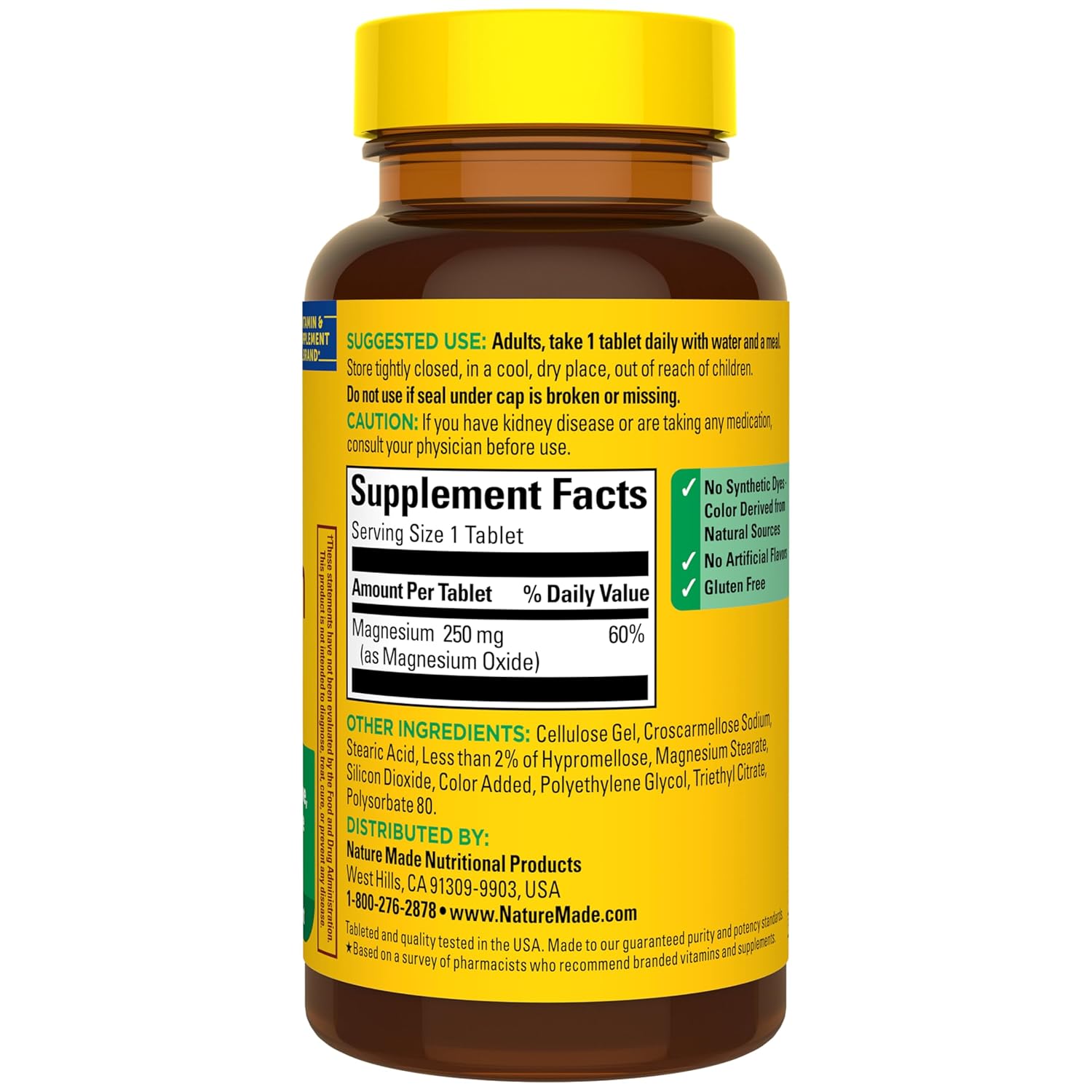 Nature Made MAGNESIUM 250 mg 100 Tablets