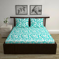 Divine Casa Poly Cotton Fitted Bedsheet for Double Bed Elastic Corners Wrinkle Resistant & Breathable Fit Colour Aqua Green
