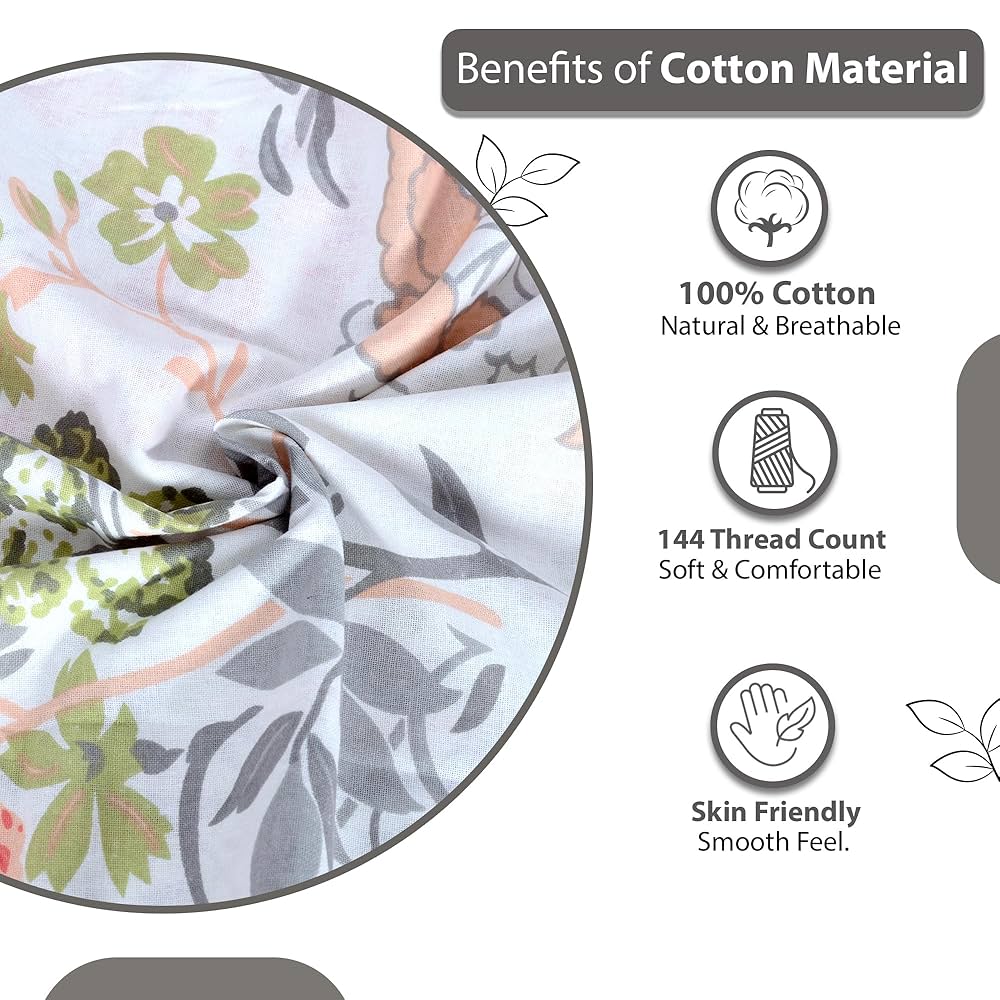 Divine Casa 144 TC 100% Cotton Bedsheet for Single Bed with 1 Pillow Cover Colour Coral Pink