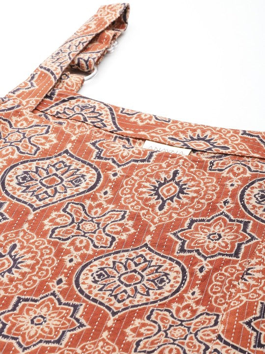 Anayna Women Ethnic Motifs Printed Kantha Work Kurta