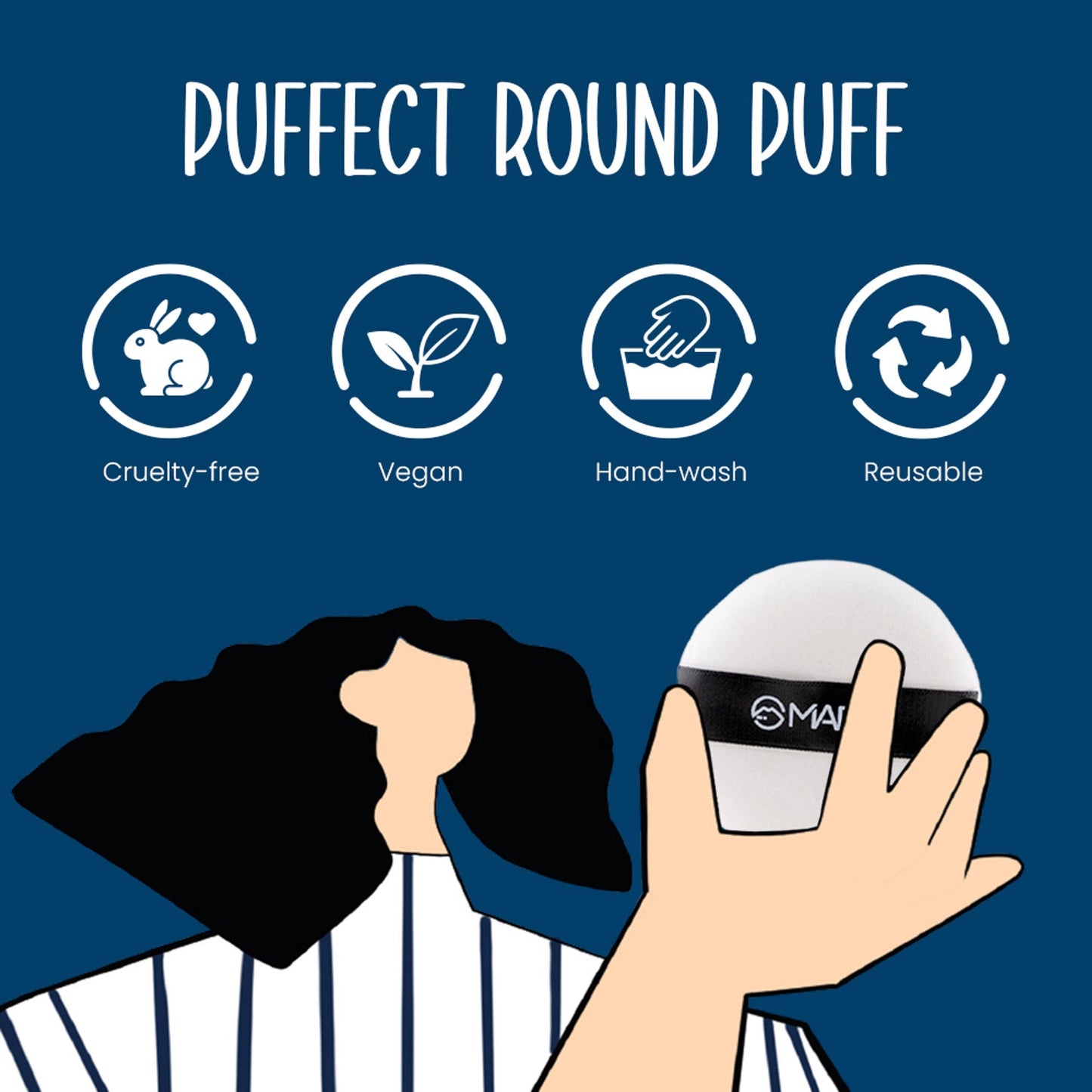 MARS Cosmetics Puffect Powder Puff with Strap - Pack of 2