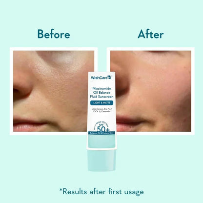 Wishcare 5% Niacinamide Oil Balance Fluid Sunscreen | SPF50 -50 gm