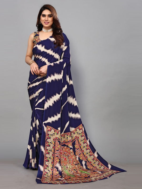 Fabmora Abstract Printed Pure Crepe Saree
