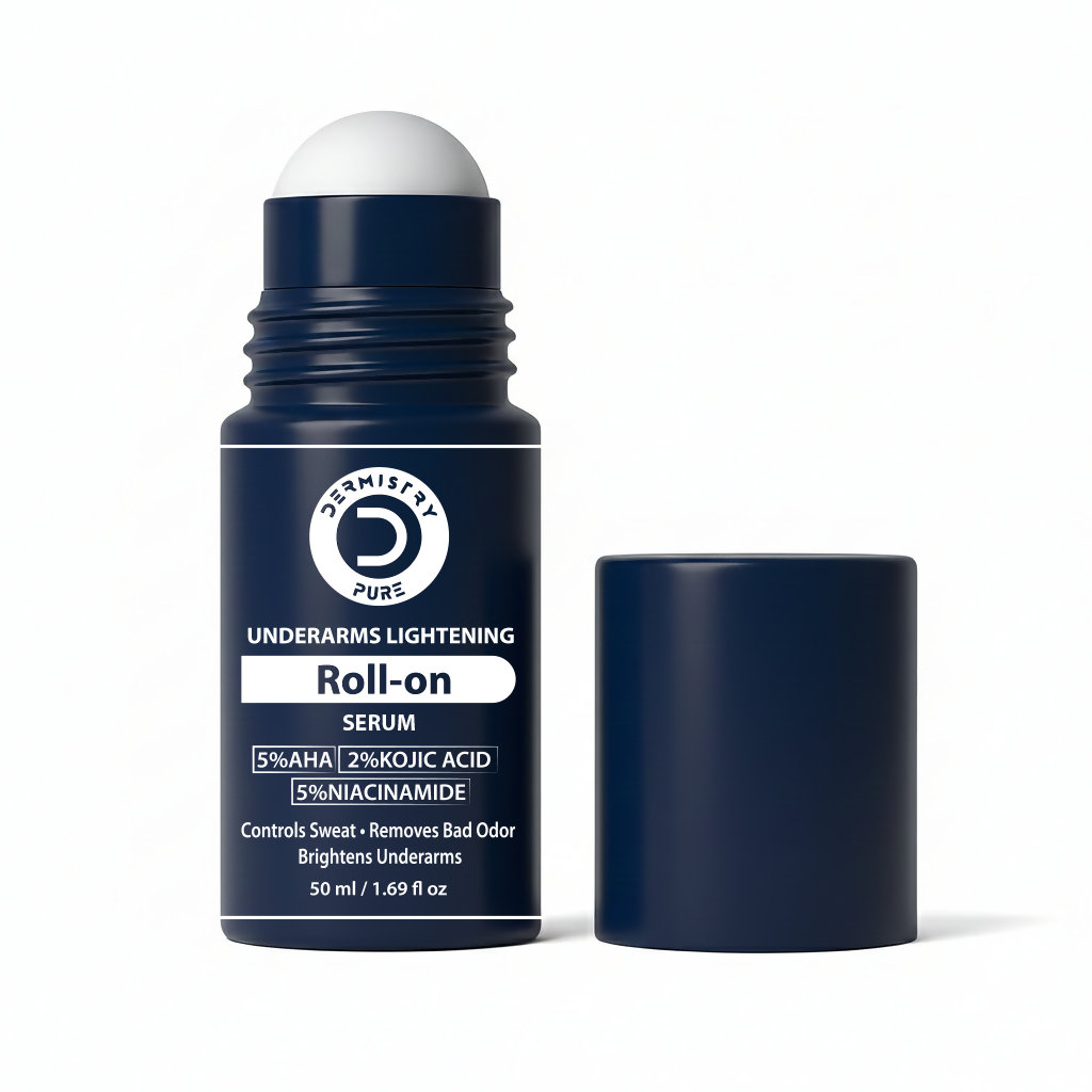 Dermistry AHA Kojic Acid Licorice Niacinamide Underarms Lightening Deodorant Roll On Serum Dark Spots Pigmentation