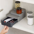 Cupboard Store Compact Gray 3 Tier Shelf Organizer with Drawer