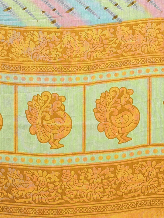 Fabmora Printed Zari Pure Chiffon Brasso Saree