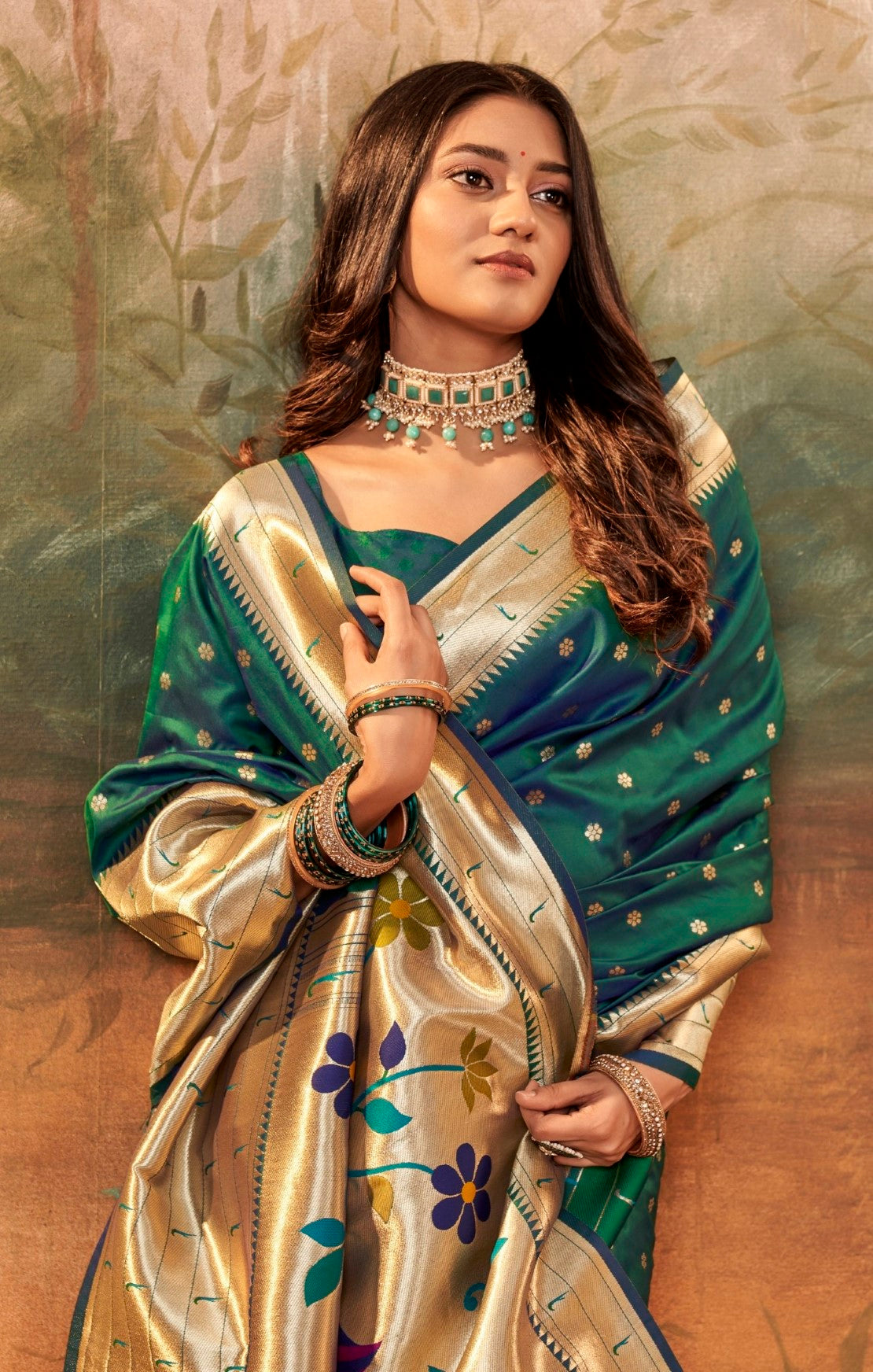 Anaita Green Designer Zari Weaving Pure Paithani Silk Saree With Blouse