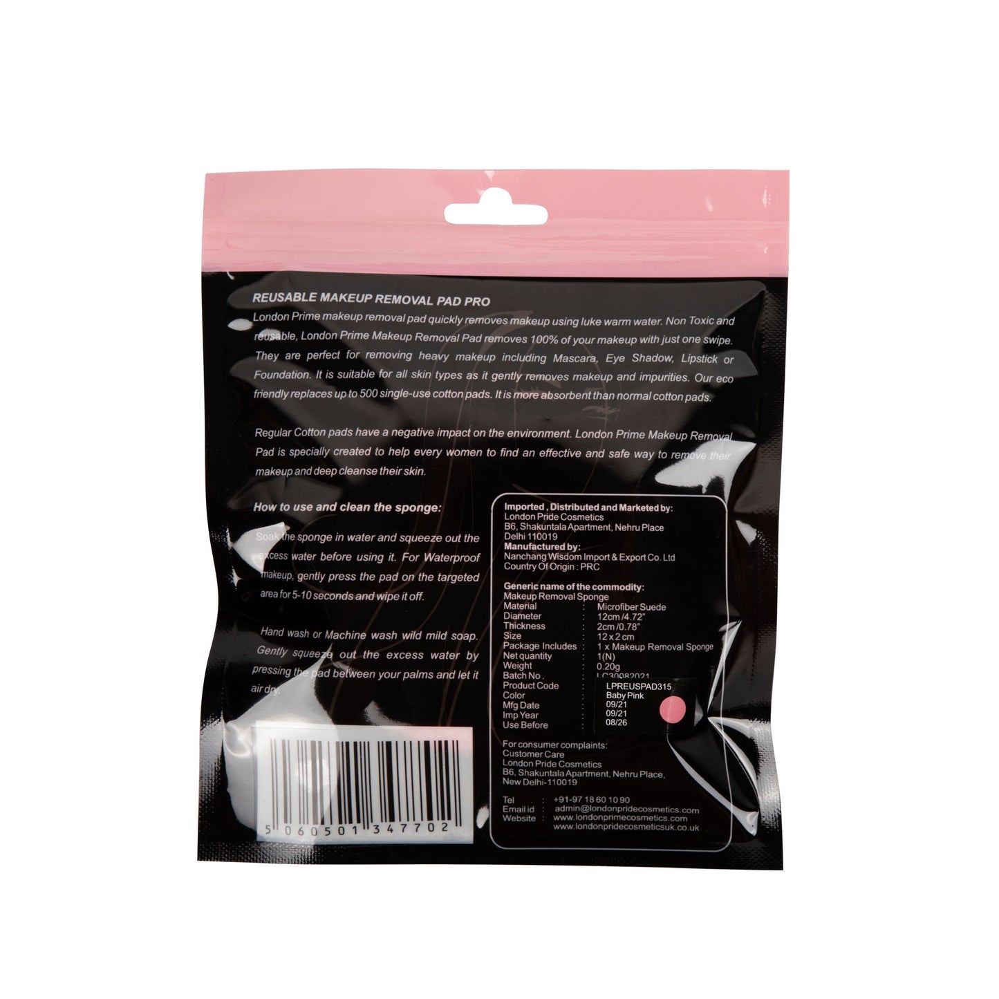 London Prime Reusable Makeup Remover Pad Pro-Baby Pink ( Formerly London Pride Cosmetics )