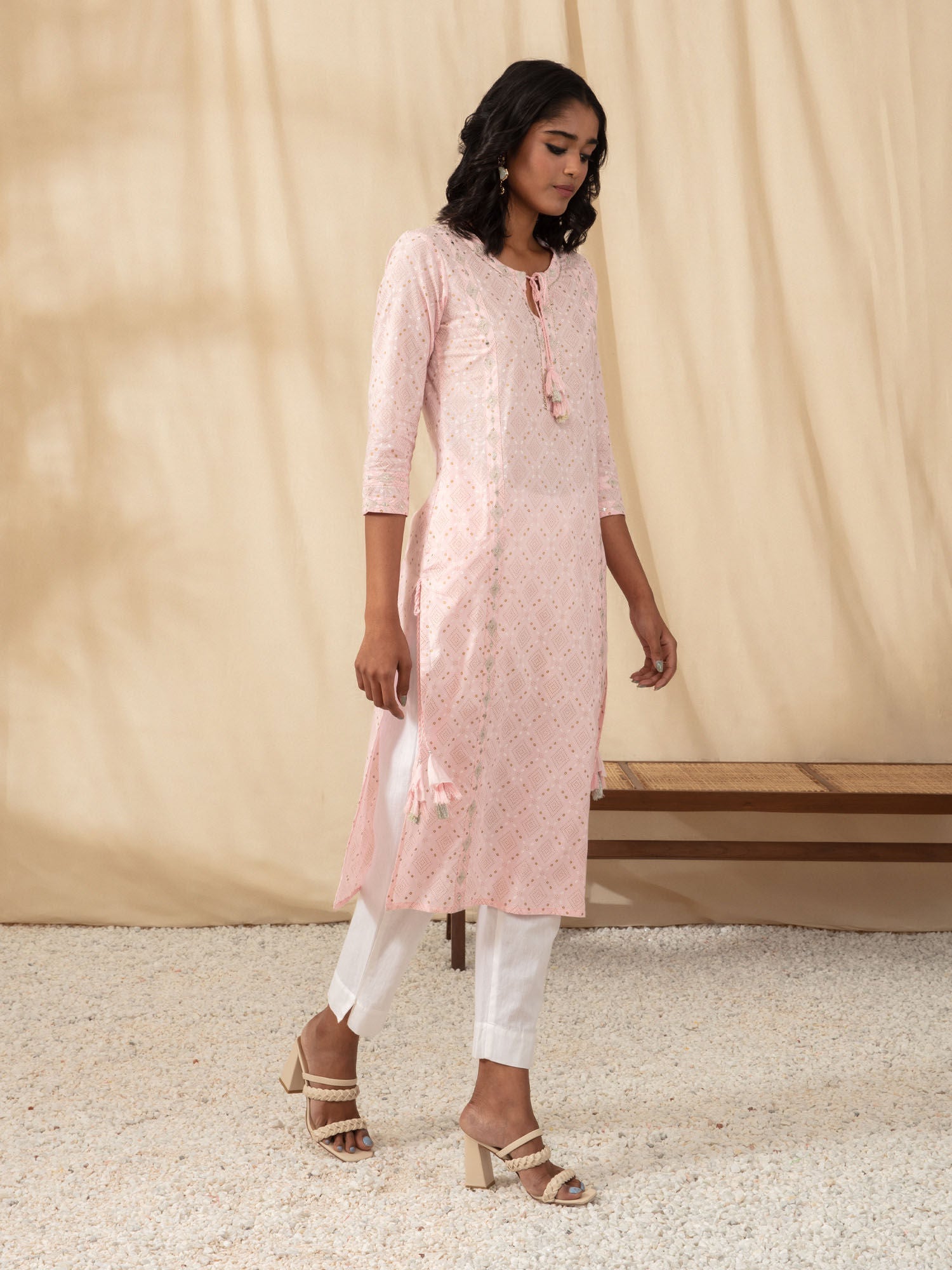 Likha Pink Gold Printed Co-ord Set LIKSKD241 (Set of 2)