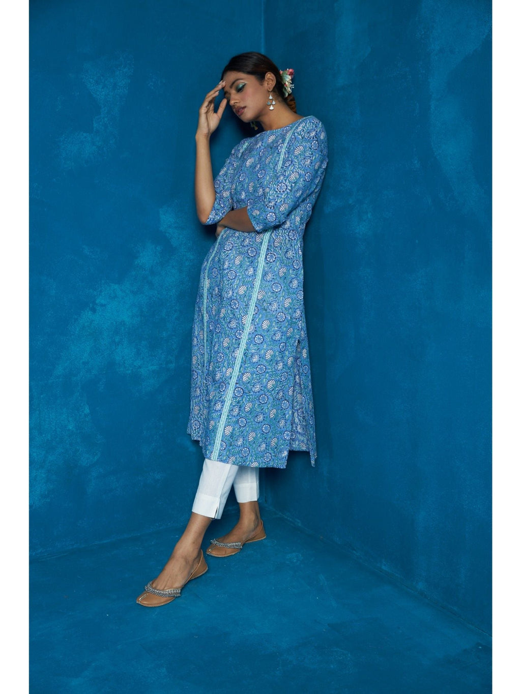 Likha Blue Hand Block Printed Co-ord Set LIKSKD78 (Set of 2)