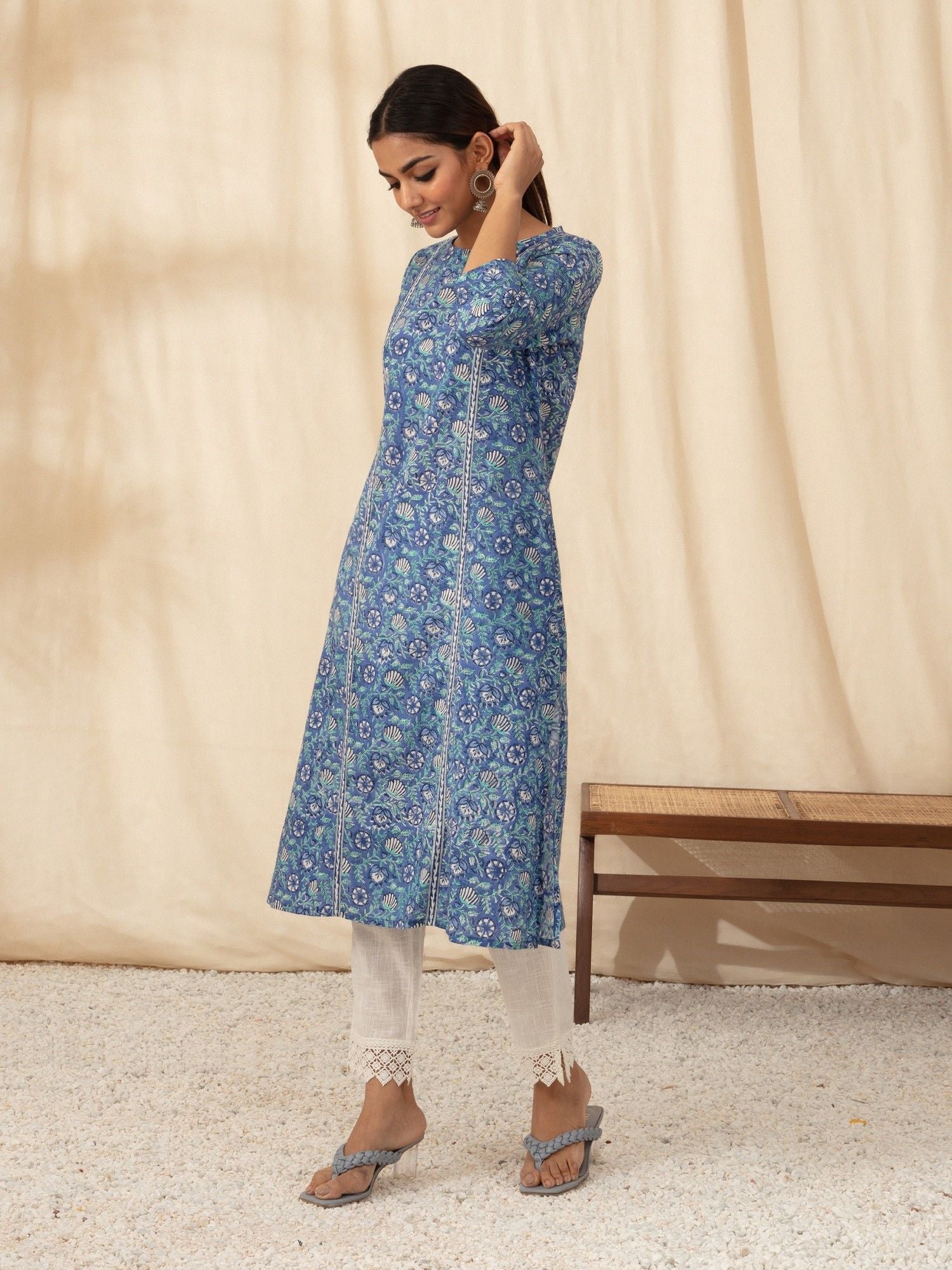 Likha Blue Hand Block Printed Co-ord Set LIKSKD78 (Set of 2)