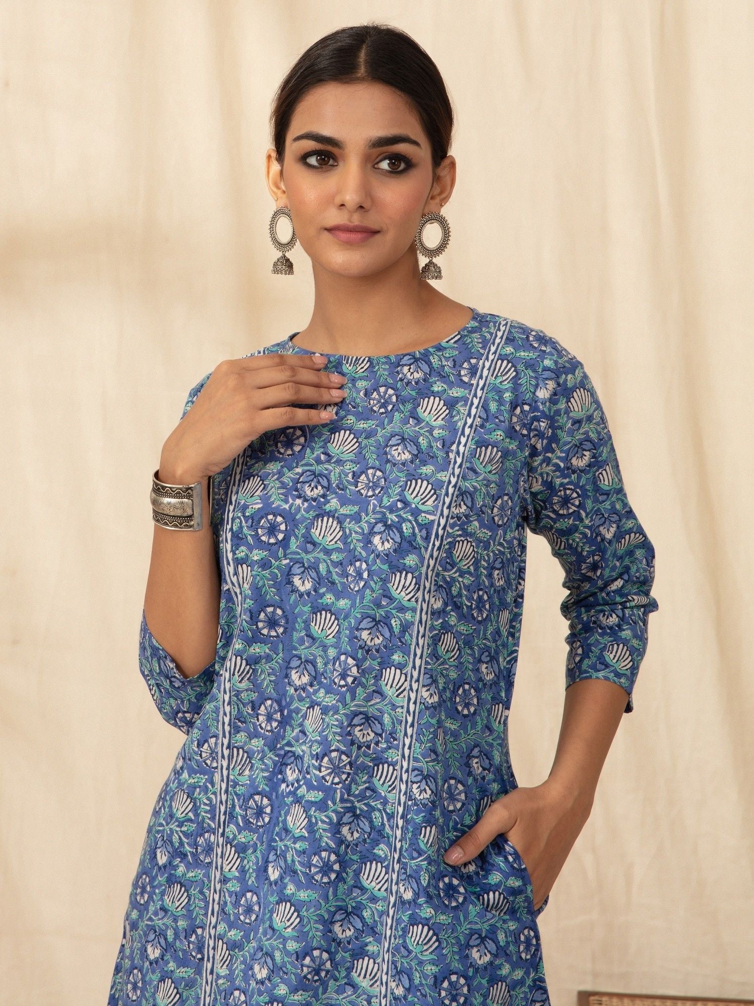 Likha Blue Hand Block Printed Co-ord Set LIKSKD78 (Set of 2)